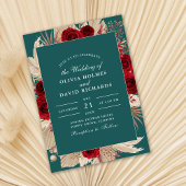 Boho Aquamarin Burgund Rose Hochzeit Einladung