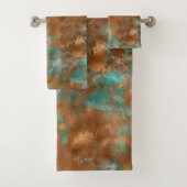 Boho Aquamarin Copper Grunge Badhandtuch Set (Insitu)