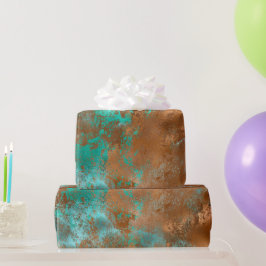 Boho Aquamarin Copper Grunge Geschenkpapier