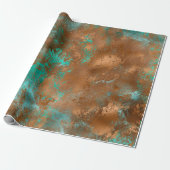 Boho Aquamarin Copper Grunge Geschenkpapier (Ungerollt)