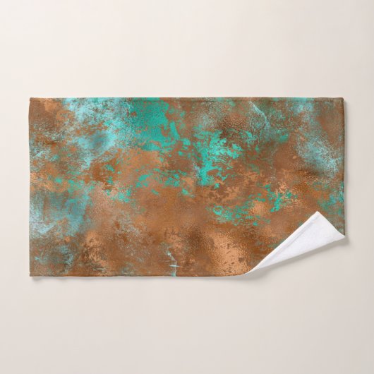 Boho Aquamarin Copper Grunge Handtuch (Handtuch)