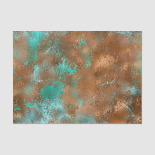 Boho Aquamarin Copper Grunge Seidenpapier (Vorderseite)