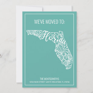 Boho Aquamarin Floral Mandala Florida Staat Moving Ankündigung