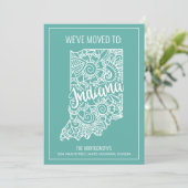 Boho Aquamarin Floral Mandala Indiana Staat Moving Ankündigung (Stehend Vorderseite)