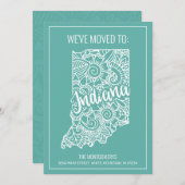 Boho Aquamarin Floral Mandala Indiana Staat Moving Ankündigung (Vorne/Hinten)