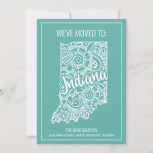 Boho Aquamarin Floral Mandala Indiana Staat Moving Ankündigung
