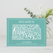 Boho Aquamarin Floral Mandala Kansas Staat Moving Ankündigung (Stehend Vorderseite)