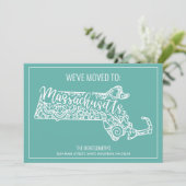 Boho Aquamarin Floral Mandala Massachusetts Moving Ankündigung (Stehend Vorderseite)