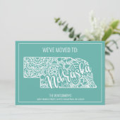 Boho Aquamarin Floral Mandala Nebraska Moving Ankündigung (Stehend Vorderseite)