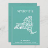 Boho Aquamarin Floral Mandala New York Staat Movin Ankündigung (Vorne/Hinten)