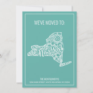Boho Aquamarin Floral Mandala New York Staat Movin Ankündigung