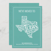 Boho Aquamarin Floral Mandala Texas Staat Moving Ankündigung (Vorne/Hinten)