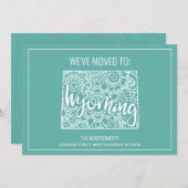 Boho Aquamarin Floral Mandala Wyoming Staat Moving Ankündigung (Vorne/Hinten)