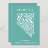 Boho Aquamarin Floral Nevada Staat Moving Ankündigung (Vorne/Hinten)