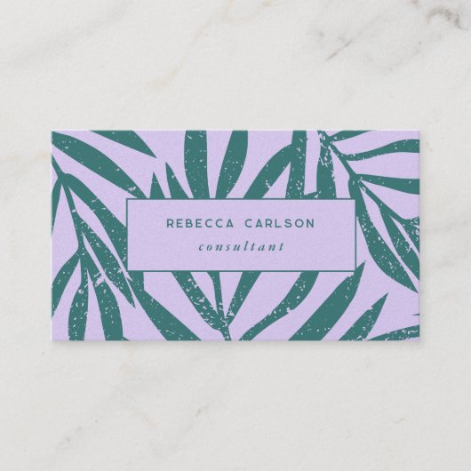 Boho Aquamarin Lavender Abstrakt Grunge Botanical Visitenkarte (Vorderseite)