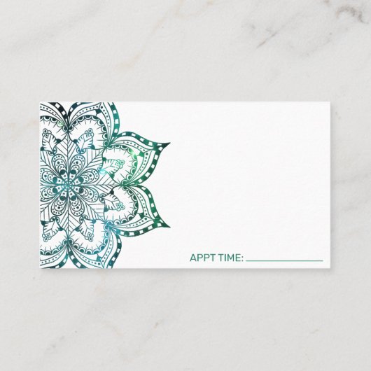 Boho Aquamarin Mandala Massage Therapie Visitenkarte (Rückseite)