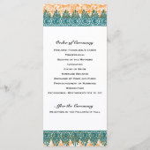 Boho Aquamarin Orange Damask Hochzeitsprogramm Programm (Rückseite)