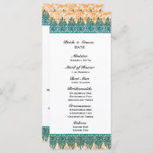 Boho Aquamarin Orange Damask Hochzeitsprogramm Programm (Vorne/Hinten)