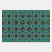 Boho Aquamarin Peacock Abstraktes grafisches Muste Geschenkpapier Set (Vorderseite 3)