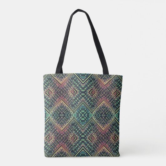 Boho Aquamarin & Pink Multi Tribal Inspiriert Tasche (Rückseite)