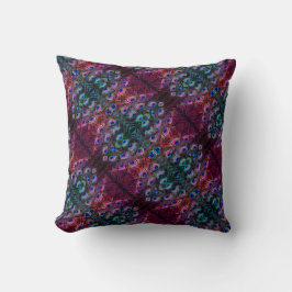 Boho Aquamarin und Burgundy Peacock Kaleidoscope Kissen