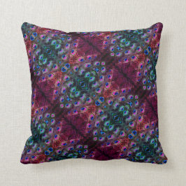 Boho Aquamarin und Burgundy Peacock Kaleidoscope Kissen