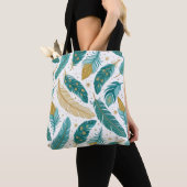 Boho Aquamarin und Gold Feathers Tasche (Von Nahem)