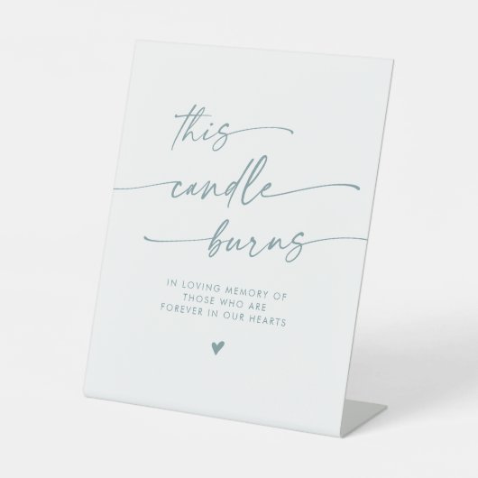 Boho Aquamarin und weiß diese Kerze Burns Memorial Sockelschild (Vorderseite)