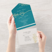 Boho Aquamarin Wedding All In One Einladung (Abreißen)