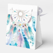 Boho Aquamarine und Lila Dreamcatcher Babydusche Geschenkschachtel (Rückseite)