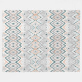 Boho aquamariner Pfirsichblasses graues Fleecedecke (Vorderseite (Horizontal))