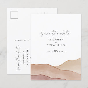 Boho-Aquarell-Abstrakte-Hochzeit-Save-The-Date-Kar Postkarte