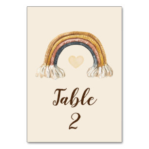 Boho-Aquarell-Babyparty-Tischnummer Tischnummer