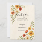 Boho Aquarell Blume botanische Hochzeit Dankeskarte (Vorderseite)