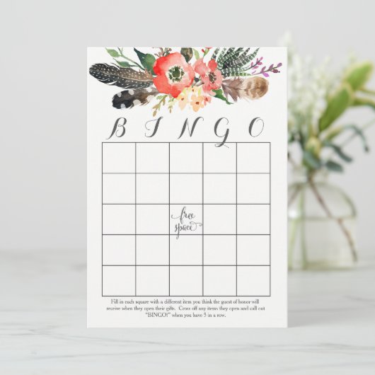Boho Aquarell Blume Dusche Bingo Karten (Stehend Vorderseite)