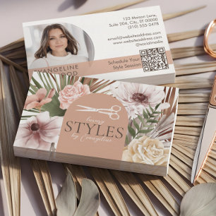 Boho-Aquarell-Blumen-Friseur-Schönheitssalon Visitenkarte