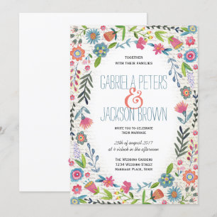 Boho-Aquarell-Blumen Hochzeitseinladungen Einladung
