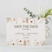 Boho-Aquarell-Blumen-Hochzeitsfoto Save The Date (Stehend Vorderseite)