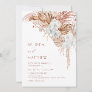 Boho-Aquarell-Blumen-Lässige Hochzeit Einladung