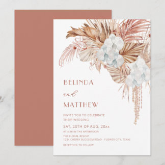 Boho-Aquarell-Blumen-Lässige Hochzeit Einladung