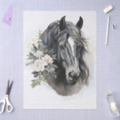 Boho-Aquarell-Blumen Schwarz Pferd Seidenpapier (Basteln)