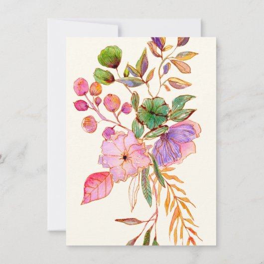 Boho-Aquarell-Blumen-Wildblumen-Brautparty Einladung (Rückseite)