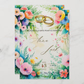 Boho Aquarell Blumendusche Einladung (Vorne/Hinten)