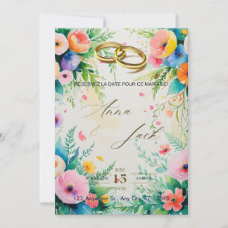 Boho Aquarell Blumendusche Einladung