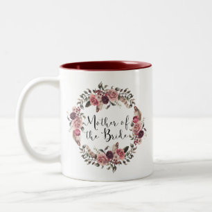 Boho-Aquarell-Blumenkranz Mutter der Braut Zweifarbige Tasse
