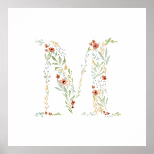 Boho-Aquarell-Blumenmuster  Poster