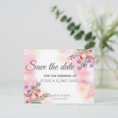 Boho Aquarell Blumenstrauß Save the Date Postkarte (Stehend Vorderseite)