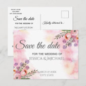 Boho Aquarell Blumenstrauß Save the Date Postkarte (Vorne/Hinten)