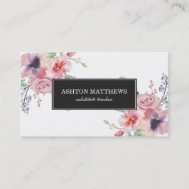 Boho Aquarell-Blumensträuße Visitenkarte