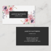 Boho Aquarell-Blumensträuße Visitenkarte (Vorne/Hinten)